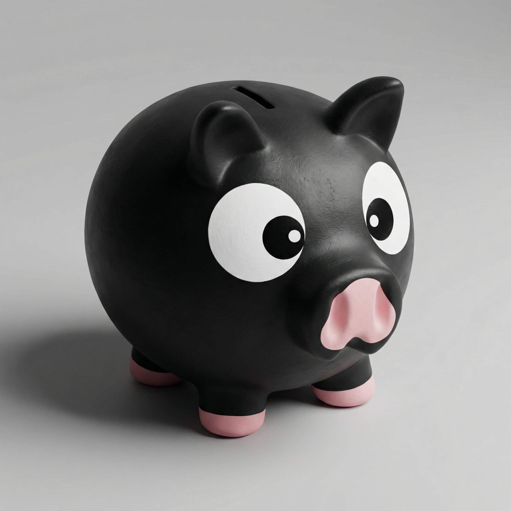 Acabado artesanal de alcancía Cerdito Negro